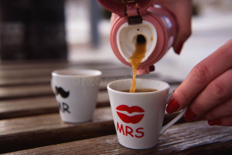 two coffee cups, decor for a photo shoot. two coffee cups, decor for a photo shoot