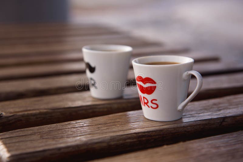 two coffee cups, decor for a photo shoot. two coffee cups, decor for a photo shoot