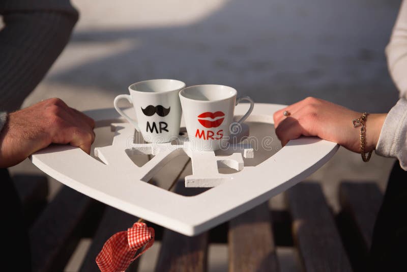 two coffee cups, decor for a photo shoot. two coffee cups, decor for a photo shoot