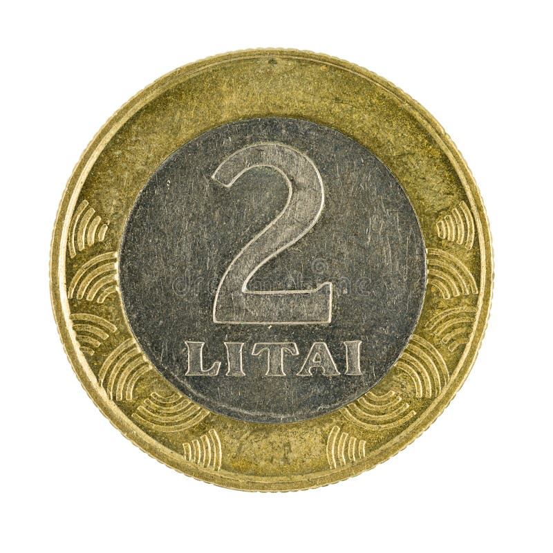 Zwei Litauer litai Münze 2002 lokalisiert auf weißem Hintergrund lizenzfreies stockfoto Zwei Litauer litai Münze 2002 lokalisiert auf weißem Hintergrund lizenzfreies stockfoto