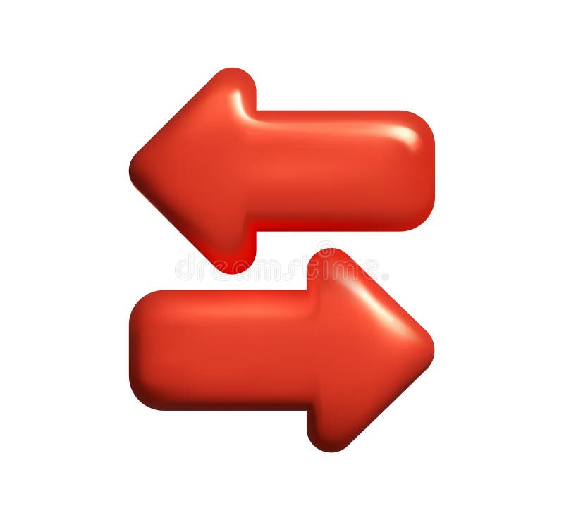 Zwei Pfeile umreißen 3D-Symbol. Linearmaschinenzeichen für den mobilen Konzeptaustausch und das Webdesign. rechts vektor abbildung