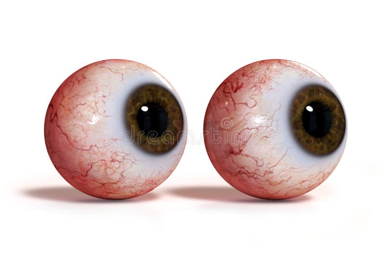Zwei realistische menschliche Augen mit der braunen Iris, lokalisiert auf weißem Hintergrund 3d übertragen lizenzfreie abbildung Zwei realistische menschliche Augen mit der braunen Iris, lokalisiert auf weißem Hintergrund 3d übertragen lizenzfreie abbildung