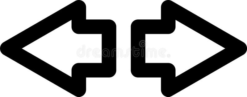 Zwei schwarze Pfeile nach links und rechts, die die Entscheidungsfindung und den Navigationsprozess symbolisieren vektor abbildung