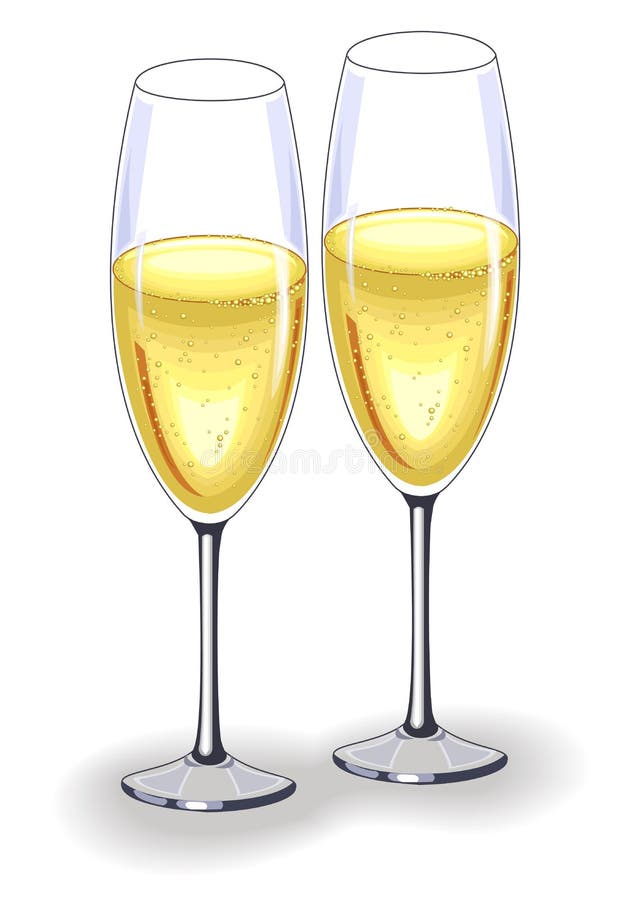 Zwei schöne Kristallgläser Champagnerwein o stock abbildung Zwei schöne Kristallgläser Champagnerwein o stock abbildung