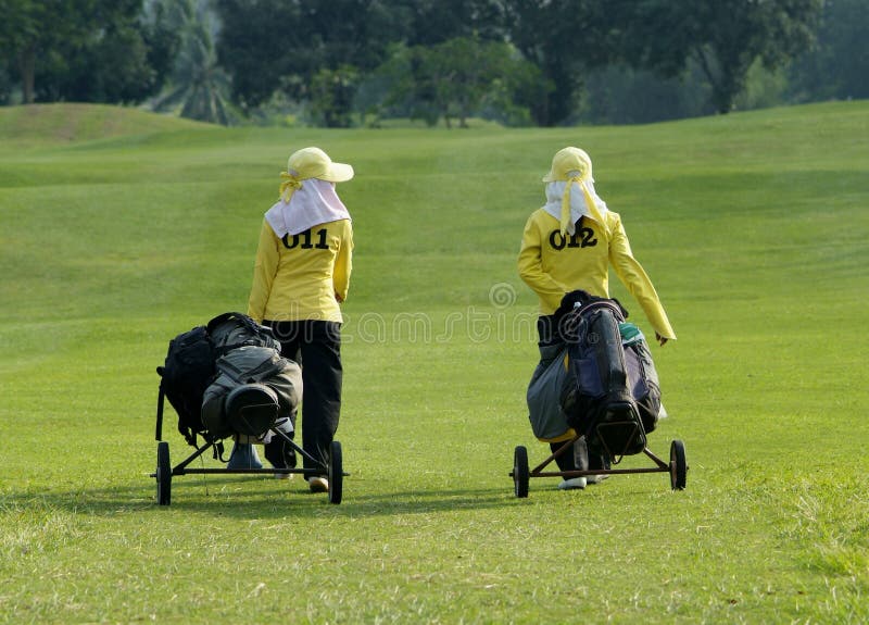 Zwei Transportgestelle auf einem Golfplatz stockfotos Zwei Transportgestelle auf einem Golfplatz stockfotos