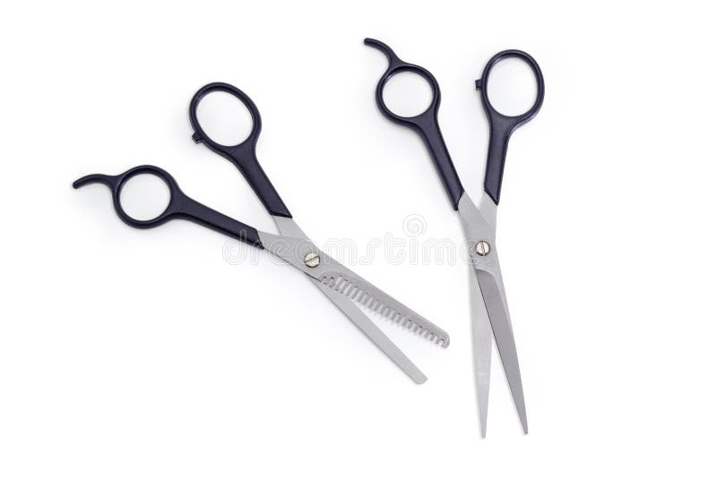 Zwei verschiedene Berufsfriseurscheren auf einem weißen Hintergrund stockfoto Zwei verschiedene Berufsfriseurscheren auf einem weißen Hintergrund stockfoto