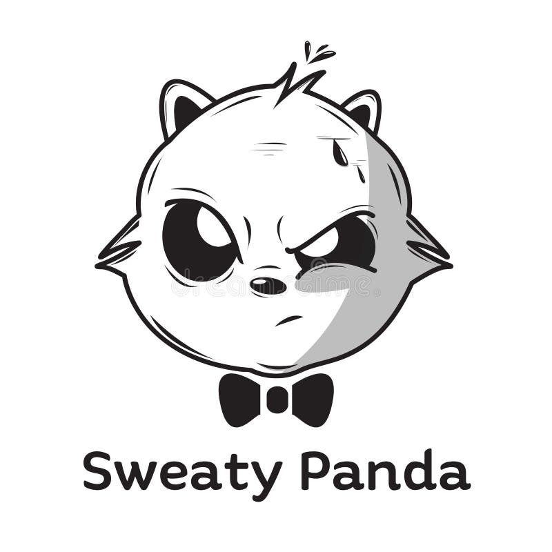 Zwetende Panda met band voor mascotte of embleemmalplaatje royalty-vrije illustratie Zwetende Panda met band voor mascotte of embleemmalplaatje royalty-vrije illustratie