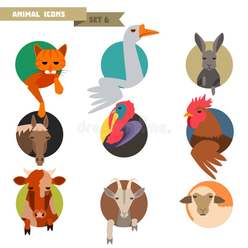 Zwierząt gospodarskich avatars ilustracja wektor Zwierząt gospodarskich avatars ilustracja wektor