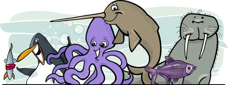 zwierząt kreskówki projekta życia morze ilustracja wektor zwierząt kreskówki projekta życia morze ilustracja wektor