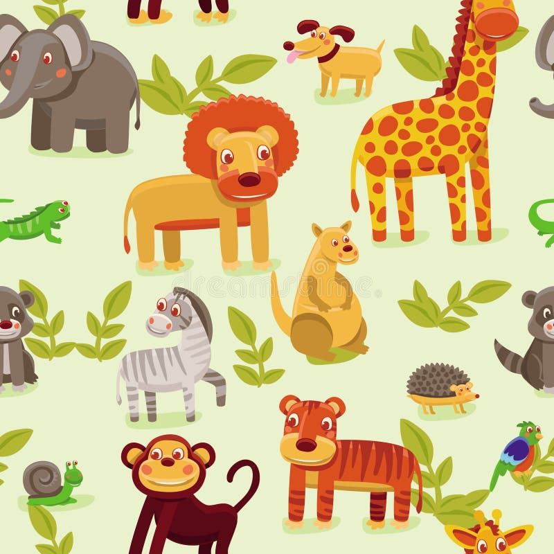 zwierząt kreskówki wzór bezszwowy royalty ilustracja zwierząt kreskówki wzór bezszwowy royalty ilustracja