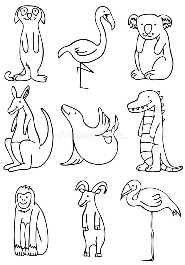 Zwierzę zoo czarny biały ilustracja wektor