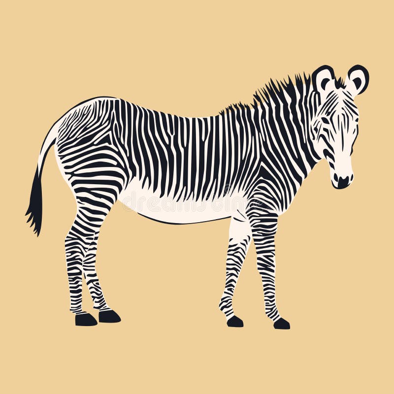 Zwierzęca zebra, odizolowywająca na beżowym tle ilustracja wektor