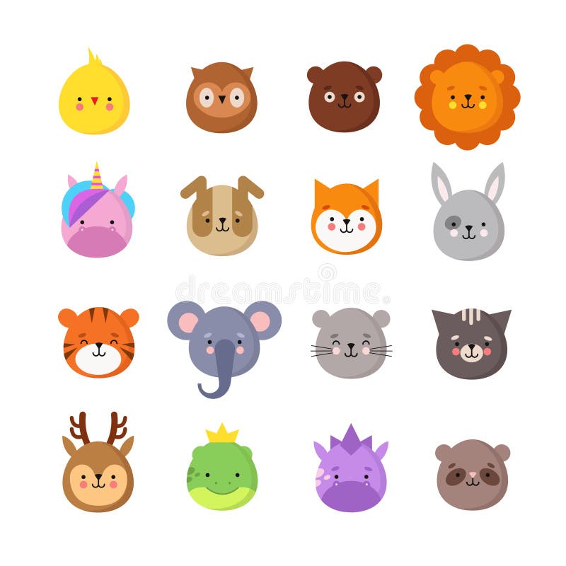 Zwierzęcia manga uśmiechy Śliczni kawaii dziecka zwierzęcia emoticons Jednorożec smok, słonia tygrys, lew i sowa, Śmieszni Avatar ilustracja wektor Zwierzęcia manga uśmiechy Śliczni kawaii dziecka zwierzęcia emoticons Jednorożec smok, słonia tygrys, lew i sowa, Śmieszni Avatar ilustracja wektor