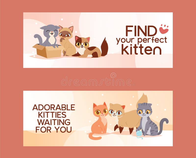 Zwierzęta domowe adoptują znalezisko przyjaźni plakatową wektorową ilustrację Miłość kota i figlarki adopcji sztandary ilustracja wektor Zwierzęta domowe adoptują znalezisko przyjaźni plakatową wektorową ilustrację Miłość kota i figlarki adopcji sztandary ilustracja wektor