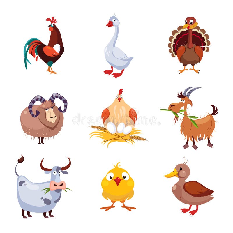 Zwierzęta Gospodarskie i ptaków ilustraci Wektorowy set ilustracja wektor Zwierzęta Gospodarskie i ptaków ilustraci Wektorowy set ilustracja wektor