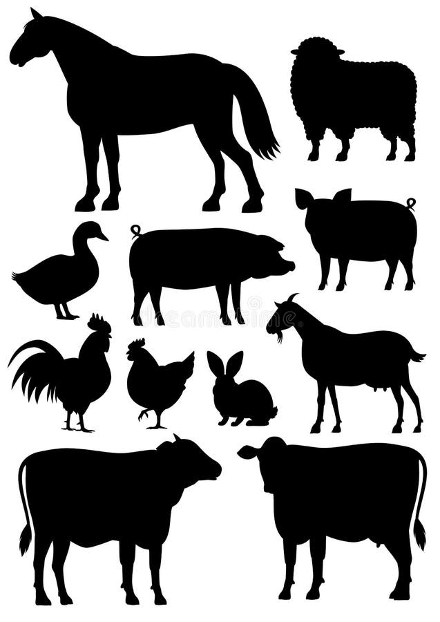 Zwierzęta gospodarskie sylwetki set royalty ilustracja Zwierzęta gospodarskie sylwetki set royalty ilustracja