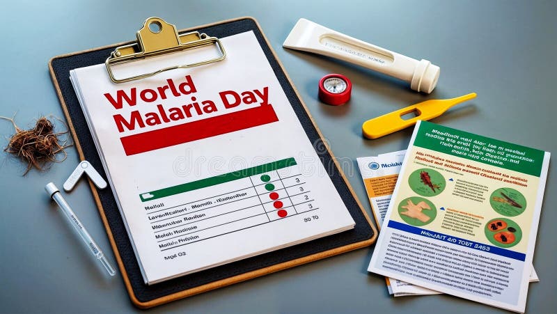 Zwischenablage mit Worttext Welt-Malaria-Tag April-Veranstaltung lizenzfreie abbildung