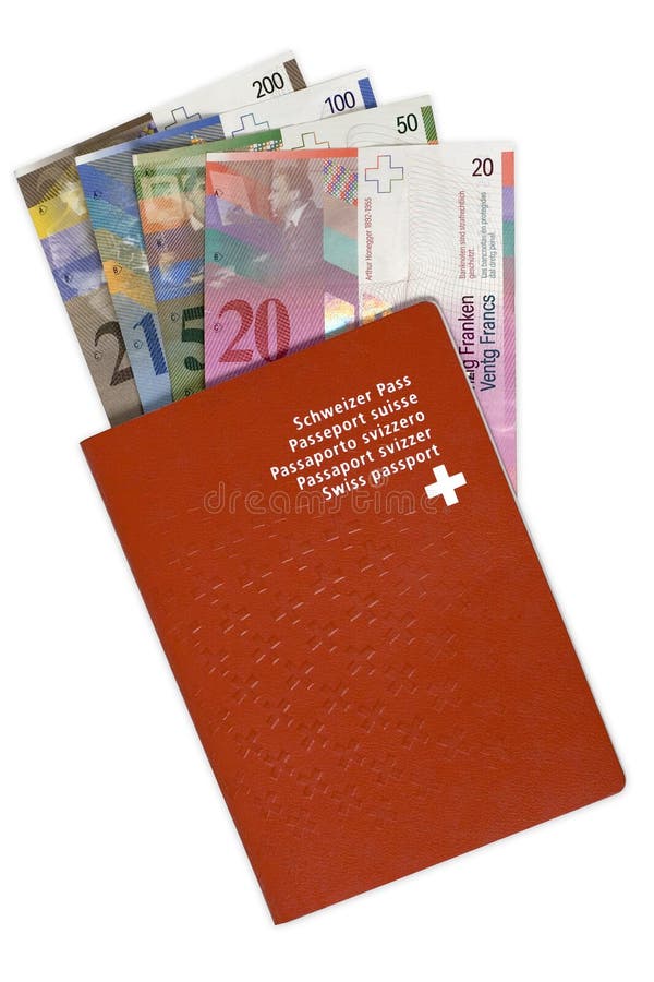 Zwitsers paspoort en geld stock foto's Zwitsers paspoort en geld stock foto's