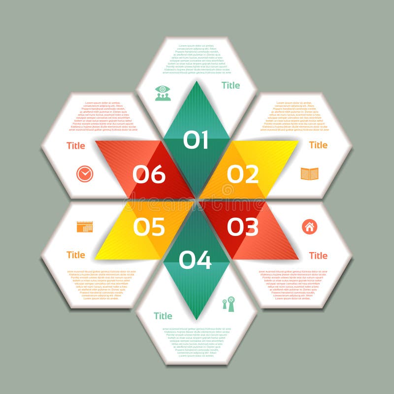 Zyklisches Diagramm Mit Sechs Schritten Und Ikonen Vektor Abbildung