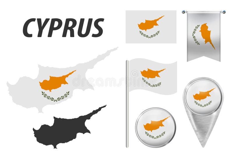 zypern Flagge, Zeiger, Knopf, Wellenartig bewegen und h?ngende Flagge, ausf?hrliche Entwurfskarte und Land innerhalb der Flagge S lizenzfreie abbildung zypern Flagge, Zeiger, Knopf, Wellenartig bewegen und h?ngende Flagge, ausf?hrliche Entwurfskarte und Land innerhalb der Flagge S lizenzfreie abbildung