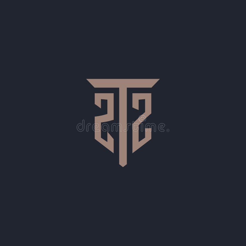 ZZ initial logo monogram with pillar icon design royalty free illustration