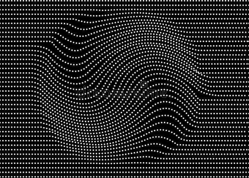 Dots circle wave. Vector futuristic illustration. Border frame. Technology background. Optical illusion. Fluid, liquid, water