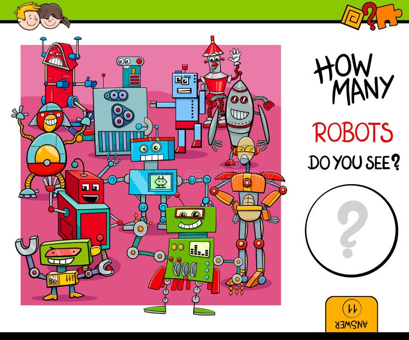 Zählung des Roboterlernspiels für Kinder lizenzfreie abbildung Zählung des Roboterlernspiels für Kinder lizenzfreie abbildung