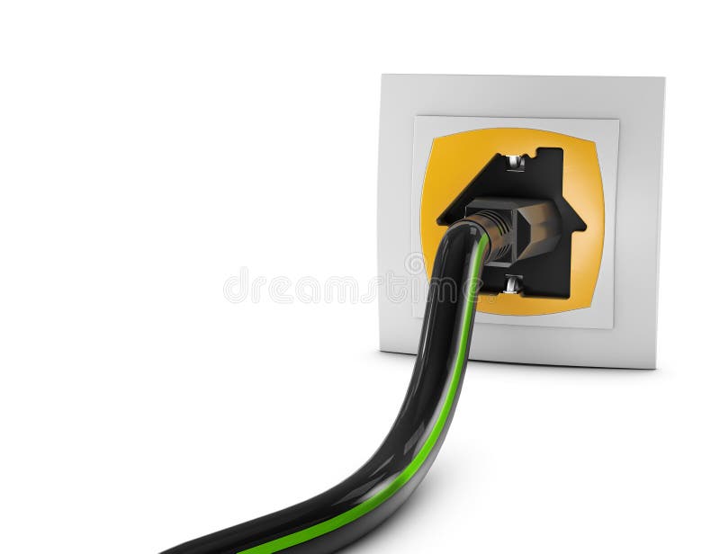 Zócalo blanco eléctrico y enchufe negro bajo la forma de casa ilustración 3D libre illustration Zócalo blanco eléctrico y enchufe negro bajo la forma de casa ilustración 3D libre illustration