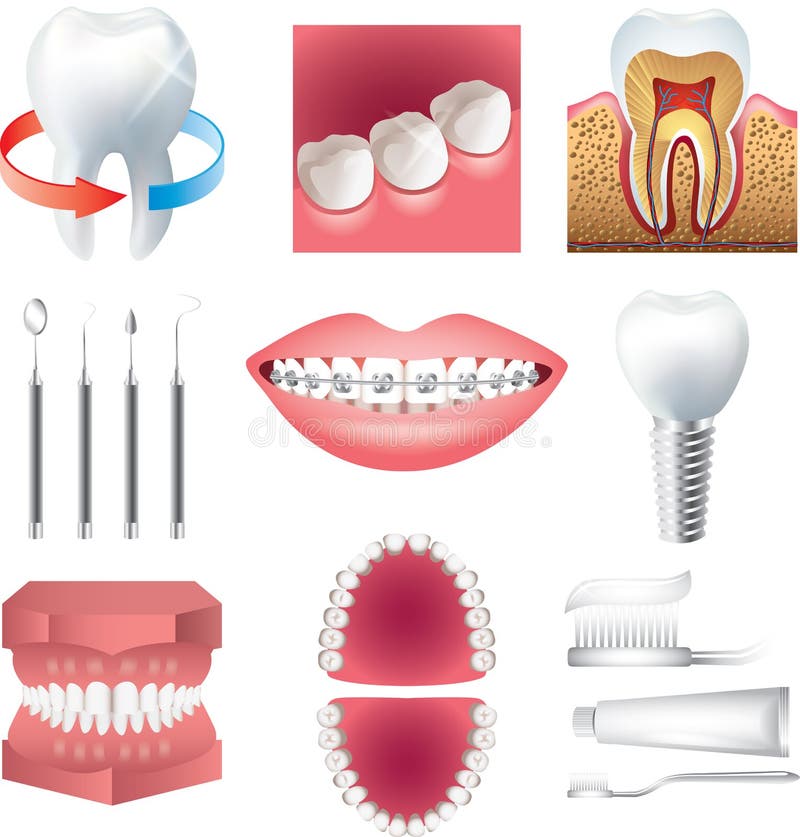 Ząb opieka zdrowotna i stomatology set royalty ilustracja Ząb opieka zdrowotna i stomatology set royalty ilustracja