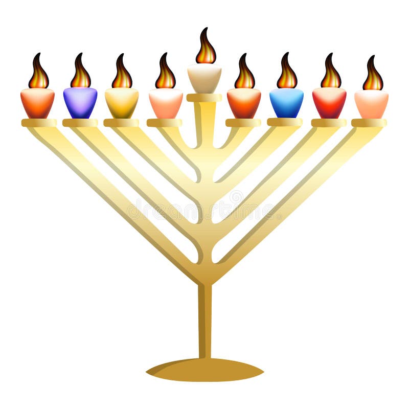 Złocista menorah ikona, realistyczny styl ilustracji Złocista menorah ikona, realistyczny styl ilustracji