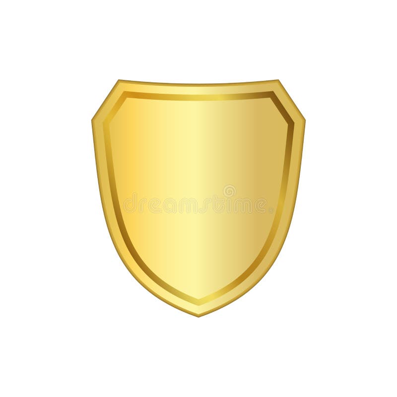 Złocista osłona kształta ikona 3D emblemata złoty znak odizolowywający na białym tle Symbol ochrona, władza, ochrona odznaka ilustracji Złocista osłona kształta ikona 3D emblemata złoty znak odizolowywający na białym tle Symbol ochrona, władza, ochrona odznaka ilustracji