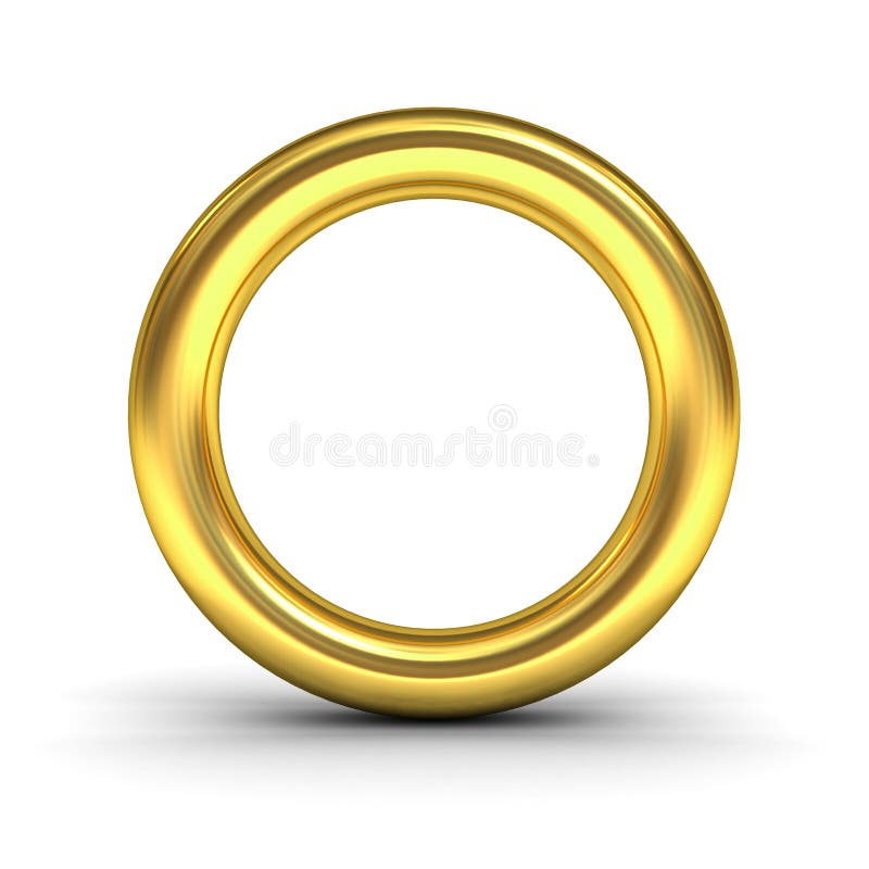 Gold alphabet letter O or golden ring over white background with reflection and shadow. 3D rendering. Gold alphabet letter O or golden ring over white background with reflection and shadow. 3D rendering.