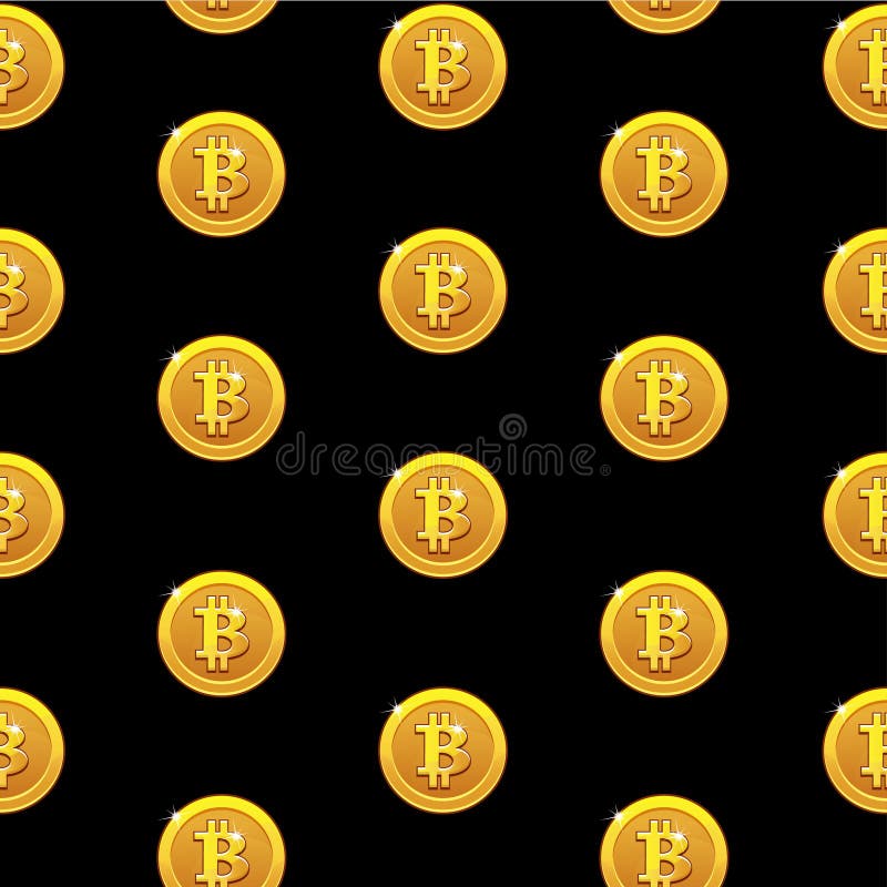 Złocisty Bitcoin ukuwa nazwę bezszwowego wzór Cyfrowego interneta waluta, wektorowy tło ilustracji