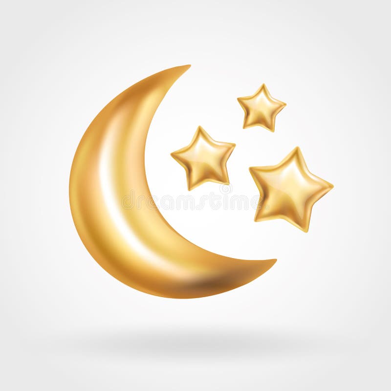 Złocisty Półksiężyc księżyc gwiazdy balon Ramadan ilustracji