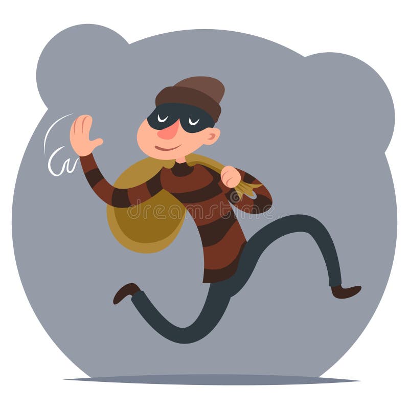 Złodziej ucieczki z szaberu bieg charakteru kreskówki projekta wektoru Retro ilustracją ilustracja wektor Złodziej ucieczki z szaberu bieg charakteru kreskówki projekta wektoru Retro ilustracją ilustracja wektor