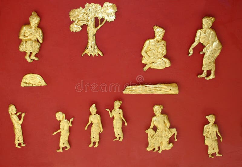 Złota dekoracja w muzeum narodowym w Luang Prabang obrazy royalty free Złota dekoracja w muzeum narodowym w Luang Prabang obrazy royalty free