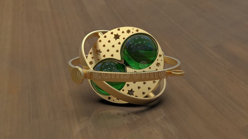 Złota i szmaragdowa błyskotka, 3d rendering ilustracji Złota i szmaragdowa błyskotka, 3d rendering ilustracji
