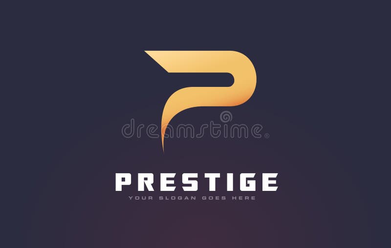 Złota P Listowy logo P Listowego projekta wektor royalty ilustracja