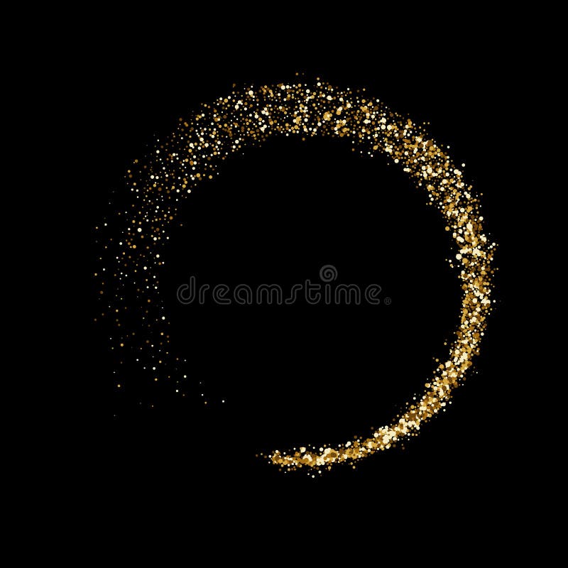 Golden glitter circle of shining particles twirl. Vector abstract spinning glittery glare confetti background for luxury premium cosmetic or Christmas design. Golden glitter circle of shining particles twirl. Vector abstract spinning glittery glare confetti background for luxury premium cosmetic or Christmas design