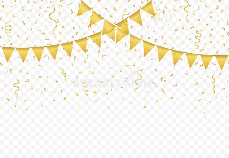 Złote flaga z confetti tła wektorem royalty ilustracja Złote flaga z confetti tła wektorem royalty ilustracja