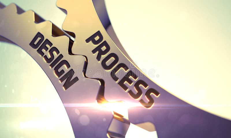 Złote przekładnie z Proces projekta pojęciem 3d obrazy royalty free