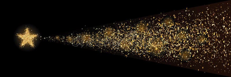 Złoty giltter przynosi złocistym confetti horyzontalnego sztandar
