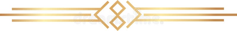 Złoty ozdobny geometryczny tworzący elegancką ramę dekoracyjną z trzema poziomymi liniami i centralnym kształtem hombusa ilustracji