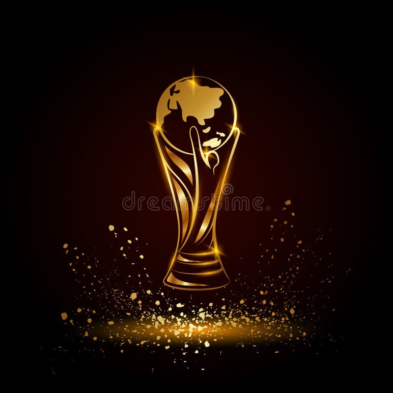 Złoty piłki nożnej trofeum z kulą ziemską ilustracji Złoty piłki nożnej trofeum z kulą ziemską ilustracji