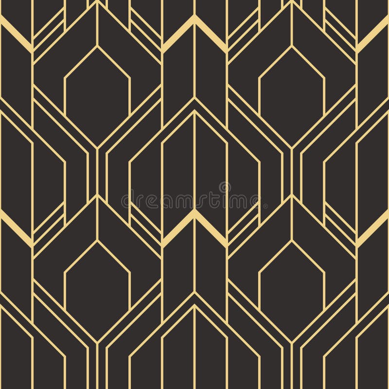 Vector modern geometric tiles pattern. golden lined shape. Abstract art deco seamless luxury background. Vector modern geometric tiles pattern. golden lined shape. Abstract art deco seamless luxury background