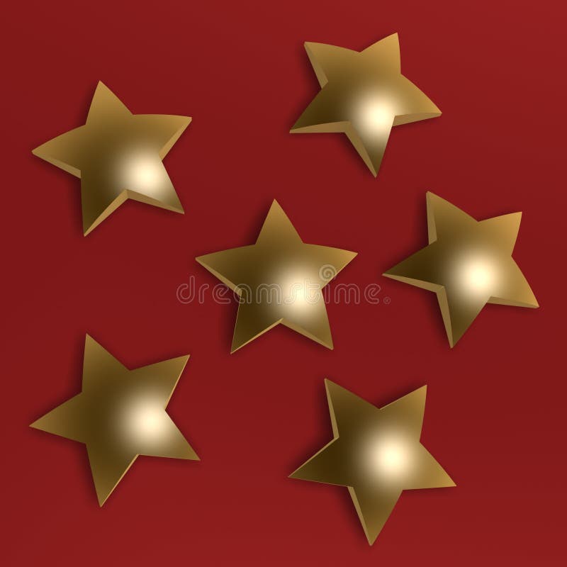 3d golden stars isolated on red background. 3d golden stars isolated on red background