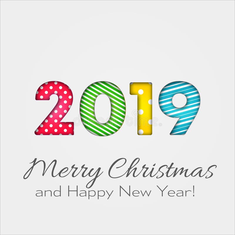 ¡Feliz Navidad y Feliz Año Nuevo! Poner letras al ejemplo de 2019 días de fiesta ilustración del vector ¡Feliz Navidad y Feliz Año Nuevo! Poner letras al ejemplo de 2019 días de fiesta ilustración del vector