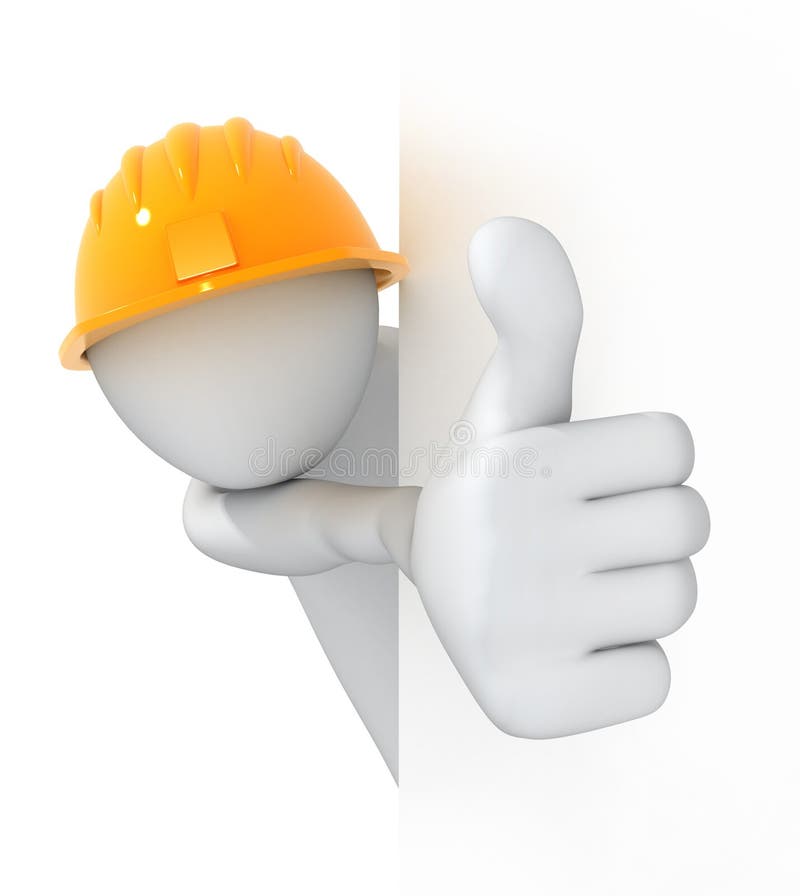 Trabajador Con El Pulgar Para Arriba Stock de ilustración Ilustración