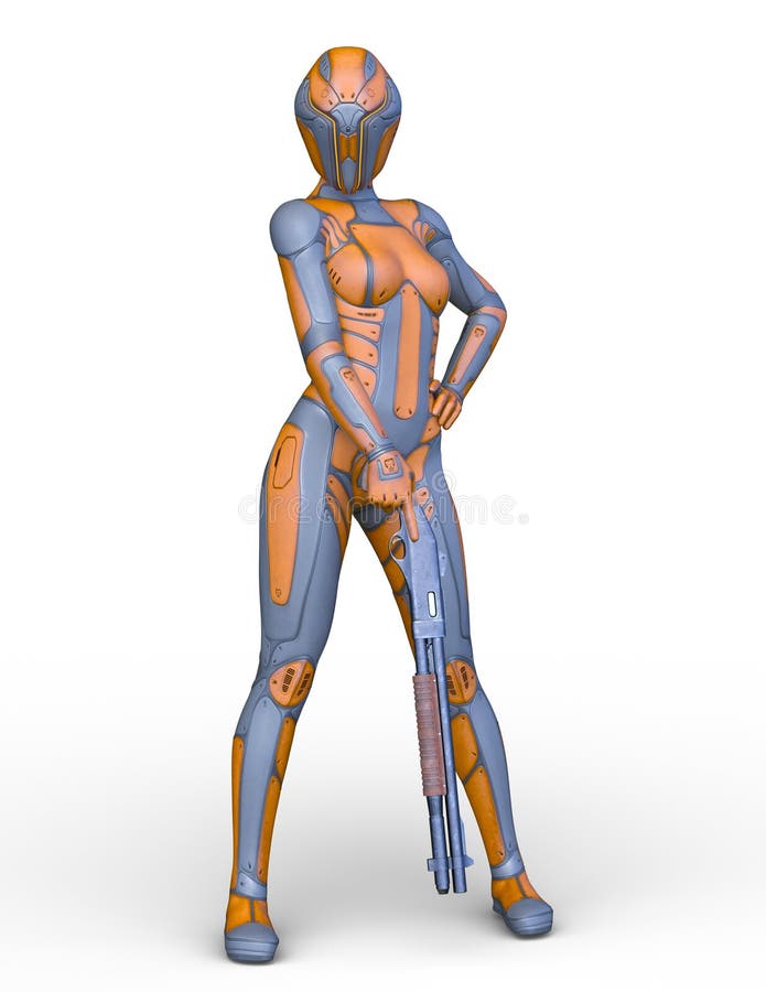 3. ª representación de cibermujer stock de ilustración