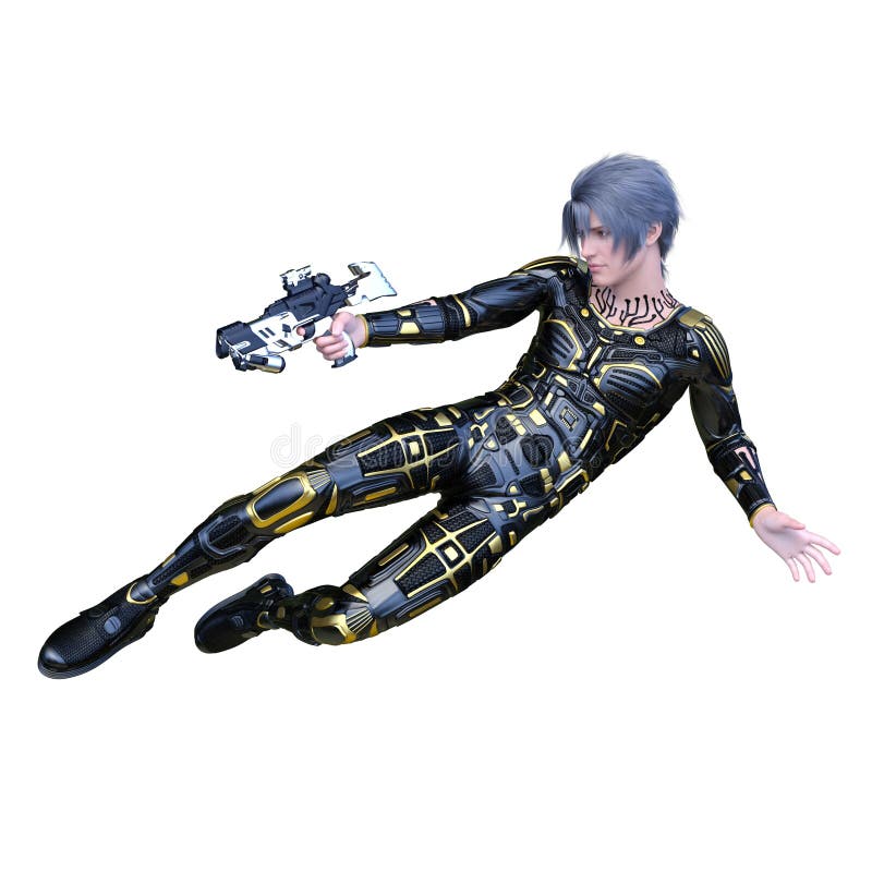 Renderizado 3D de un hombre cibernético ilustración del vector